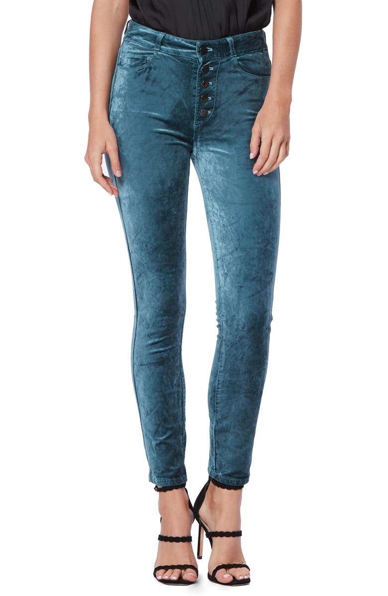 PAIGE Hoxton Velvet High Waist Skinny Pants, Main, color,