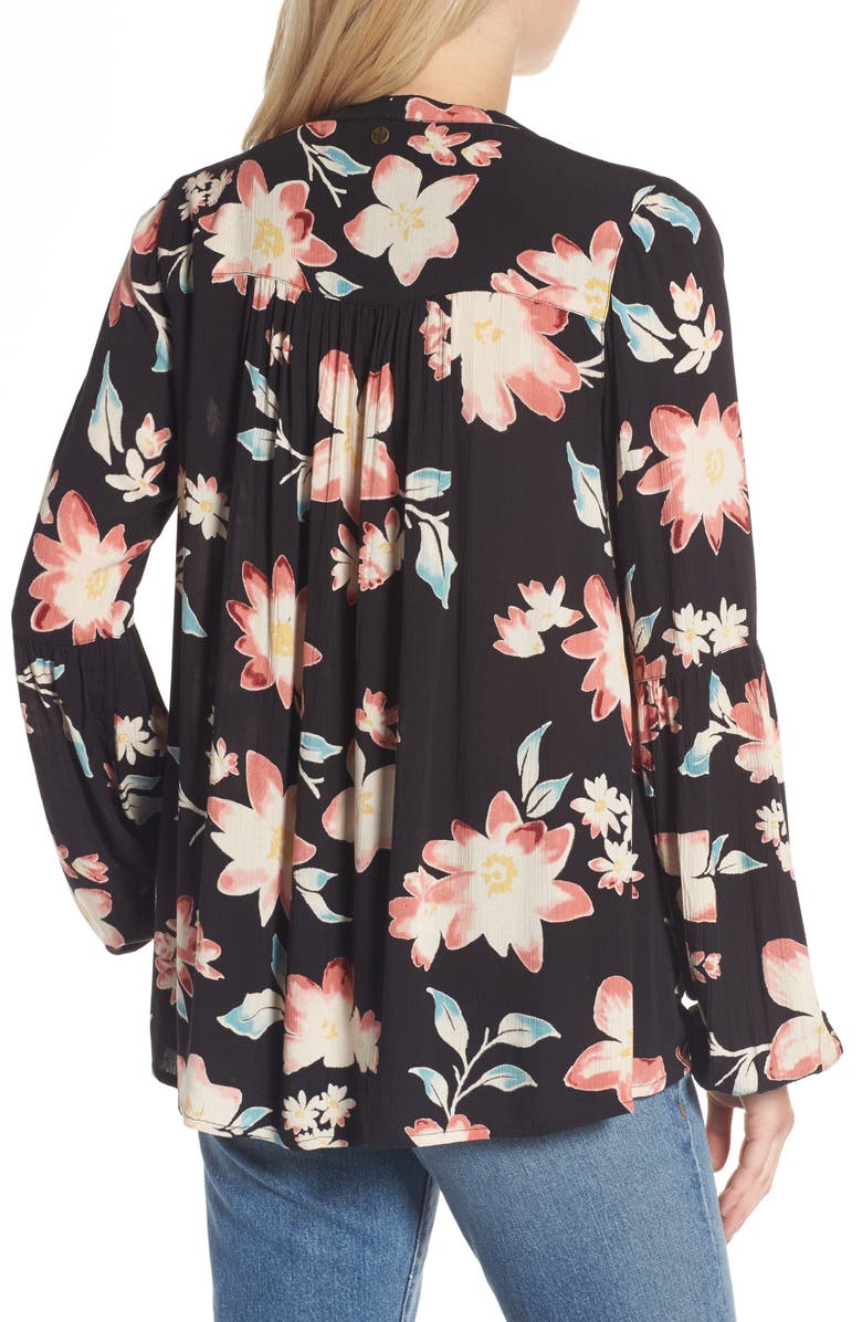 Billabong Birds on High Tie Neck Blouse, Alternate, color, 