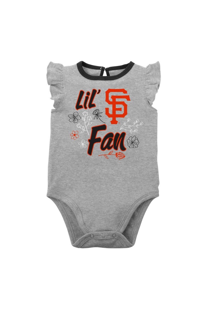 Outerstuff Infant Black/Heather Gray San Francisco Giants Little Fan Two-Pack Bodysuit Set, Alternate, color, Black