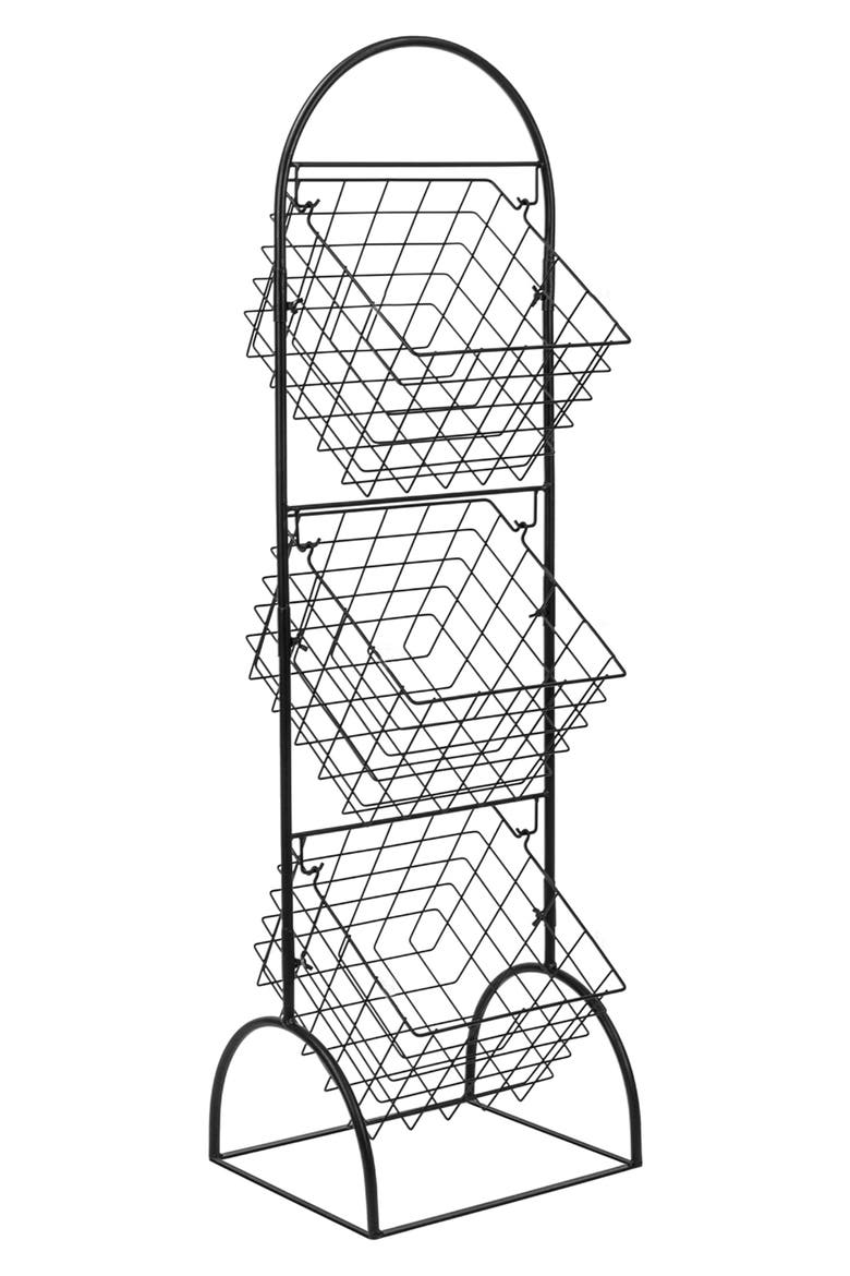Black 3-Tier Wire Market Storage Basket, Main, color, BLACK