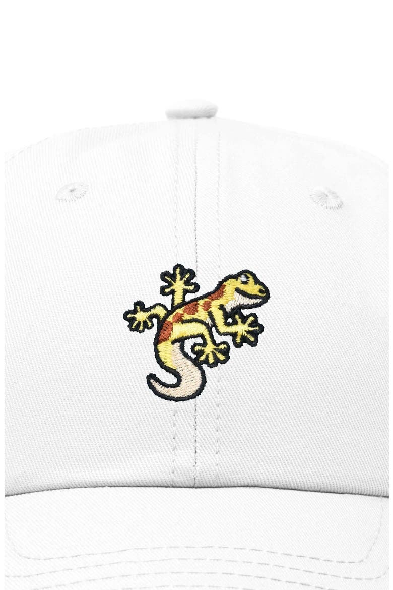 Gecko Embroidered Casual Cap, Alternate, color, White