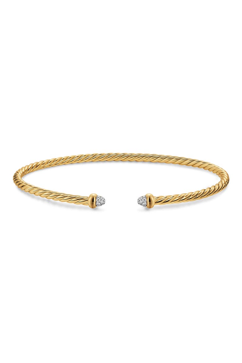 Micro Cablespira® Flex Bracelet in 18K Yellow Gold with Diamonds, 2.6mm, Alternate, color, GOLD