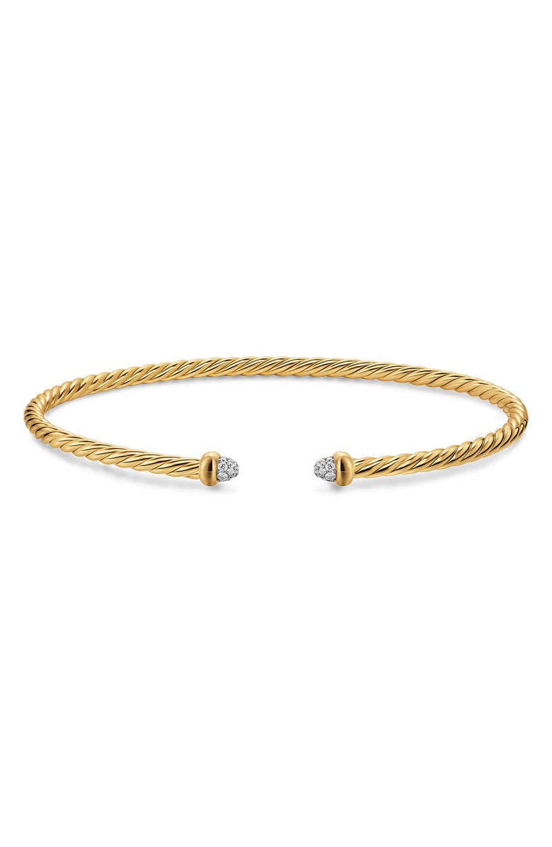David Yurman Micro Cablespira<sup>®</sup> Flex Bracelet in 18K Yellow Gold with Diamonds, 2.6mm, Alternate, color, Gold