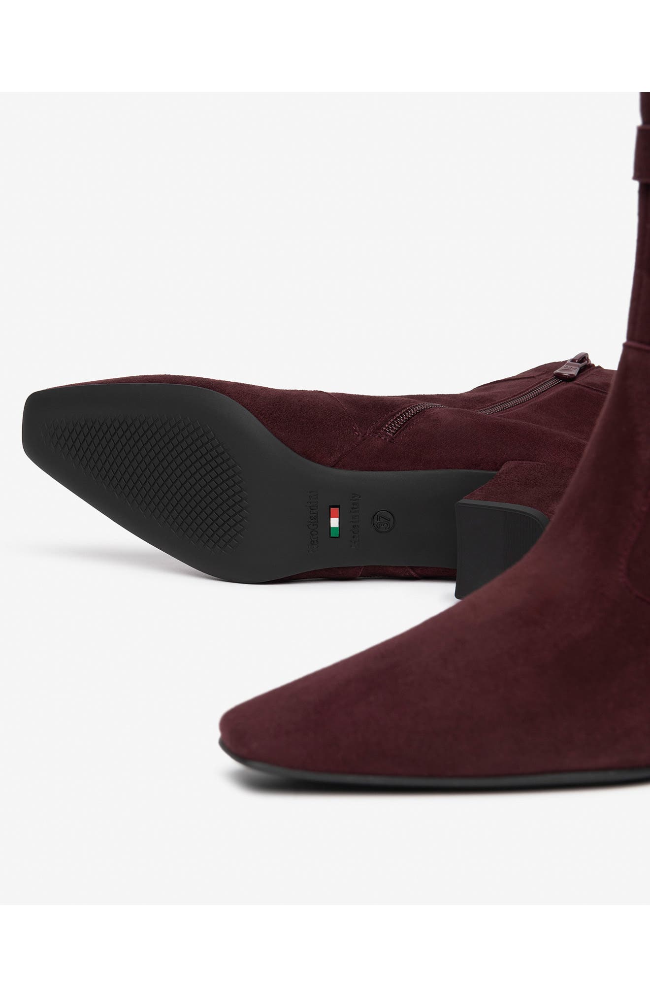 Leather Block Heel Bootie, Alternate, color, BORDEUX