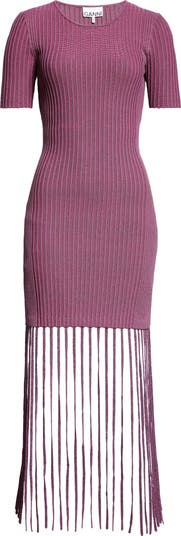 ワンピース GANNI MELANGE RIB KNIT DRESS Ganni Melange Knit Dress - Green | Garmentory