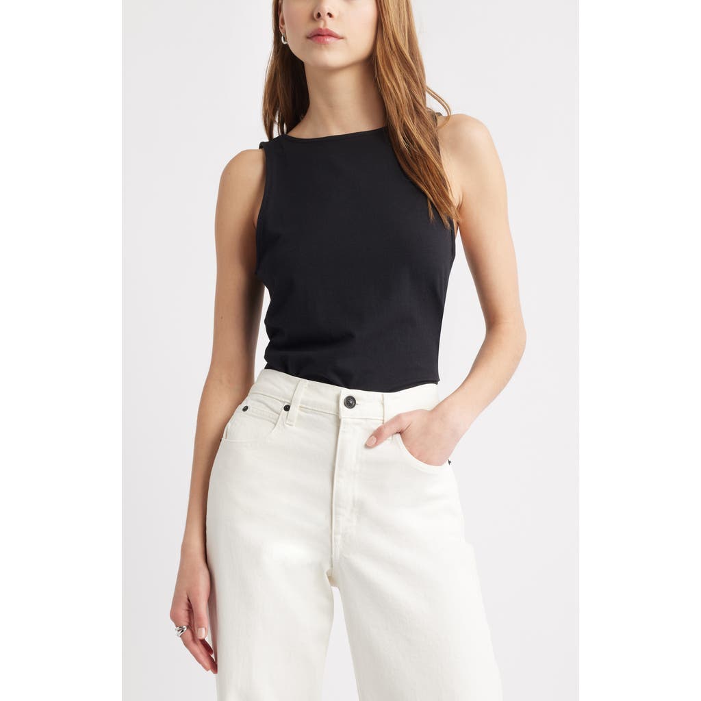 Open Edit Drape Back Sleeveless Top In Black