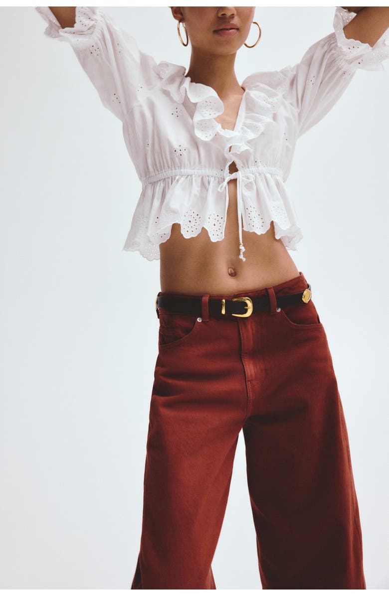 H&M Baggy high waist jeans, Alternate, color, Rust Red