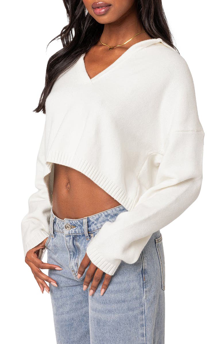 EDIKTED Marcie Oversize Crop Sweater, Alternate, color, Cream