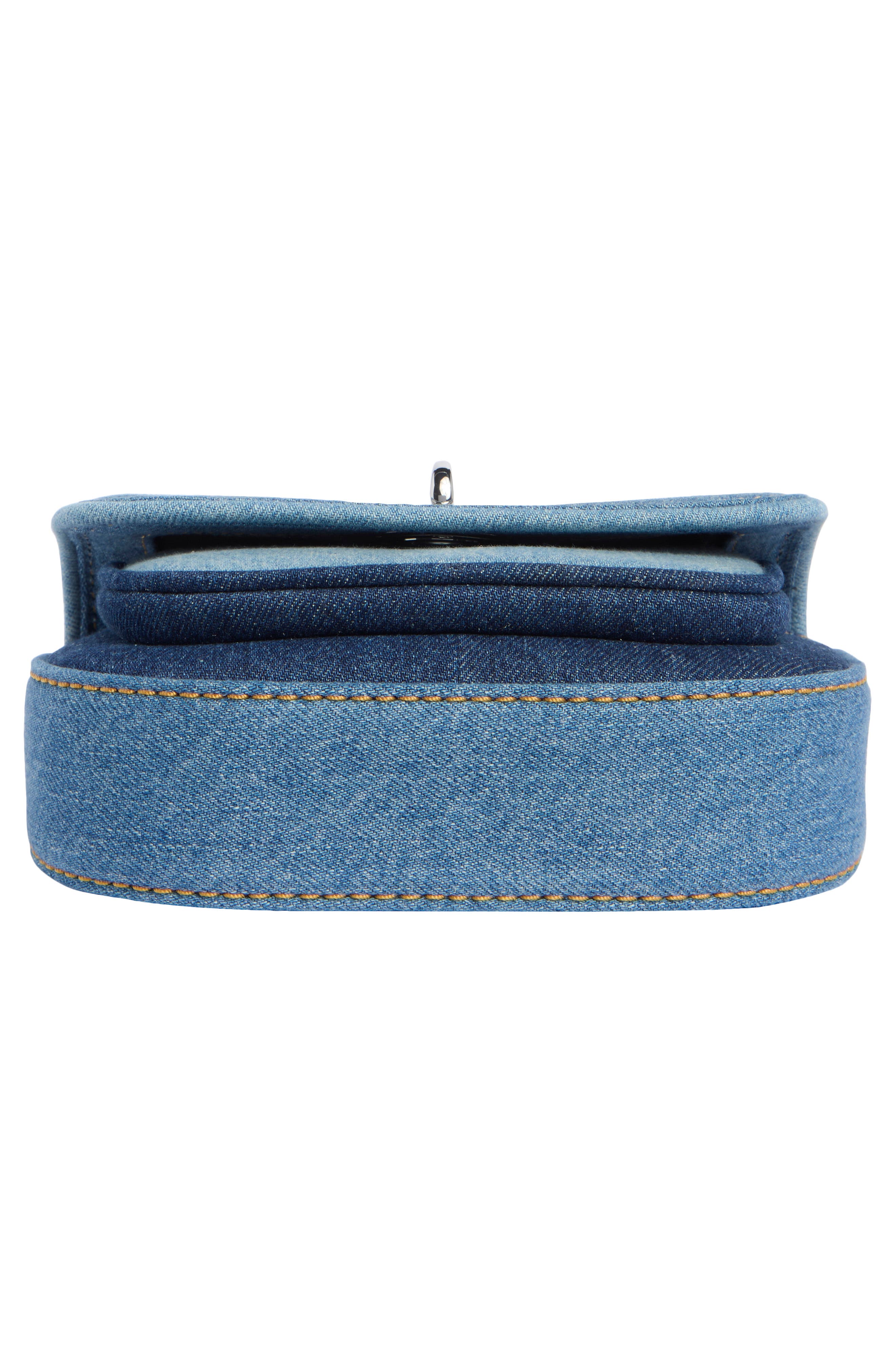 Marc Jacobs Small Colorblock Denim Signet Turnlock Saddle Bag, Alternate, color, Denim