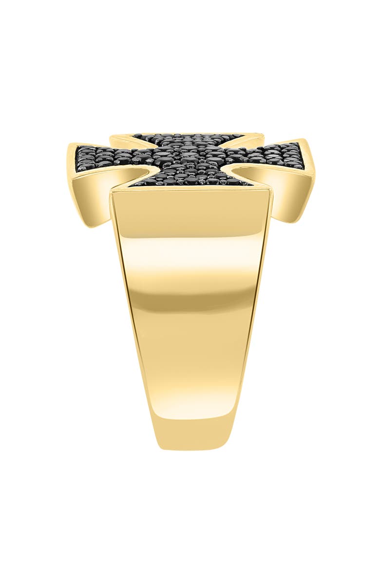 Black Spinel Cross Ring, Alternate, color, BLACK