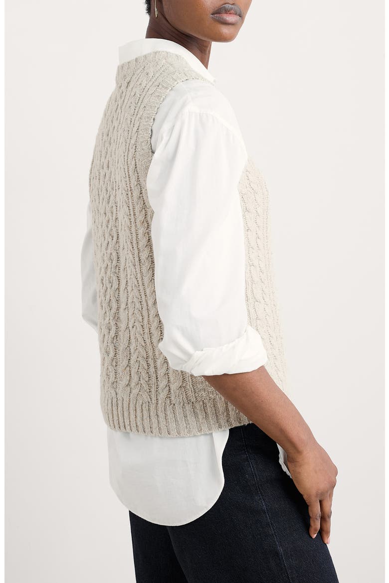 Newlyn Cable Merino Wool Blend Sweater Vest, Alternate, color, KNIT MELANGE ARAN