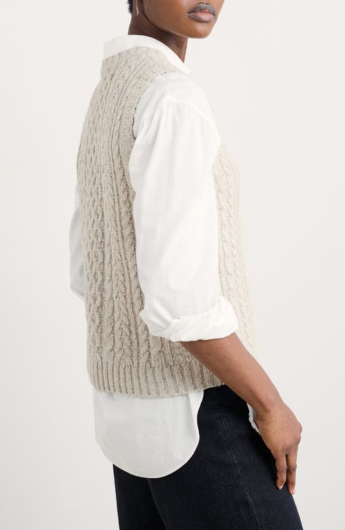 Seasalt Cornwall Newlyn Cable Merino Wool Blend Sweater Vest In Neutral