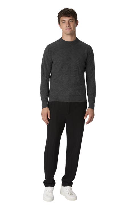 Crew Neck Sweater In Pure Cashmere With Chevron Pattern