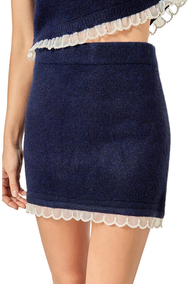 Scallop Detail Knit Skirt, Alternate, color, NAVY