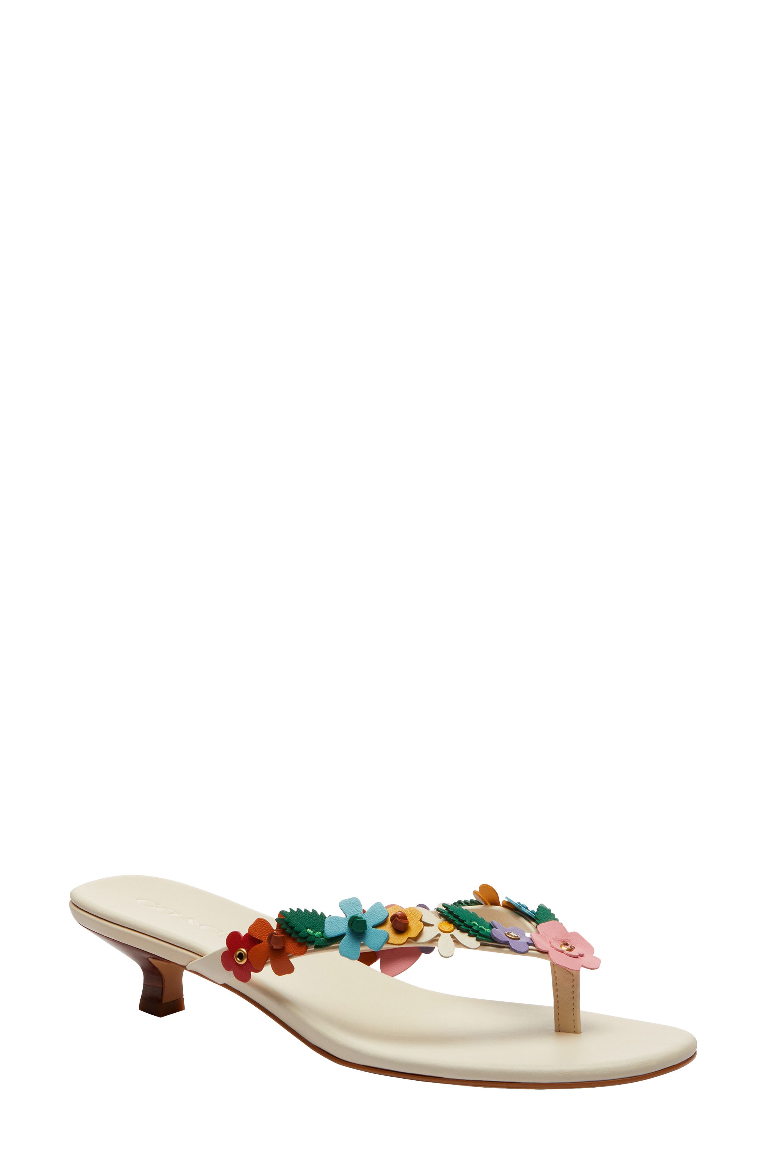 COACH Tea Rose Kitten Heel Flip Flop, Main, color, Chalk