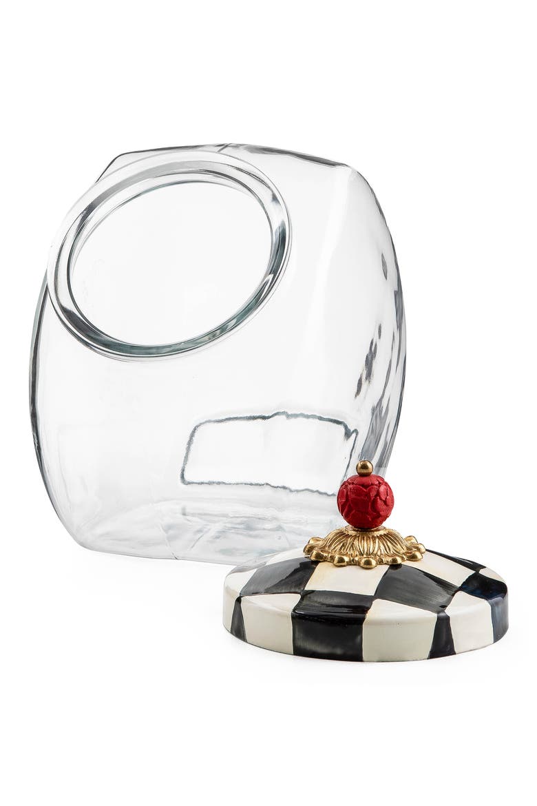 Cookie Jar with Courtly Check Lid, Alternate, color, BLACK/ WHITE