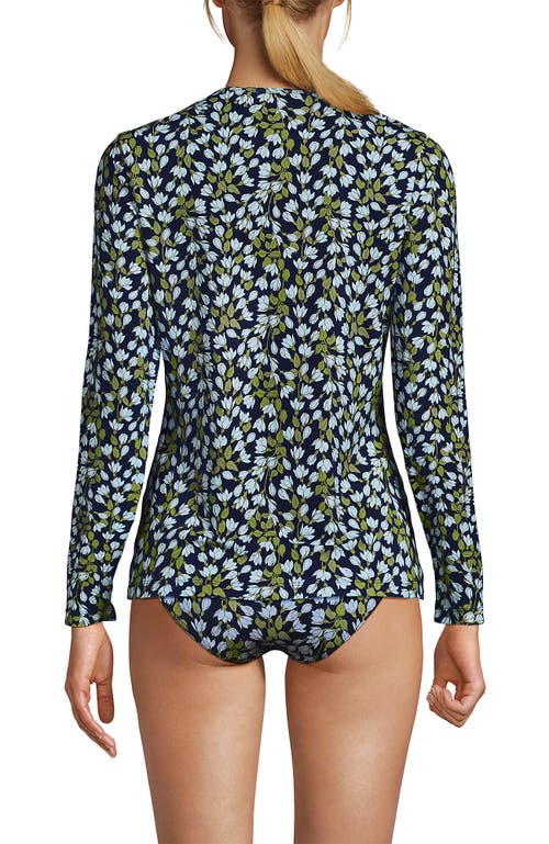 Lands' End Plus Size Sunshade Upf 50 Long Sleeve Relaxed Rash Guard In Blue