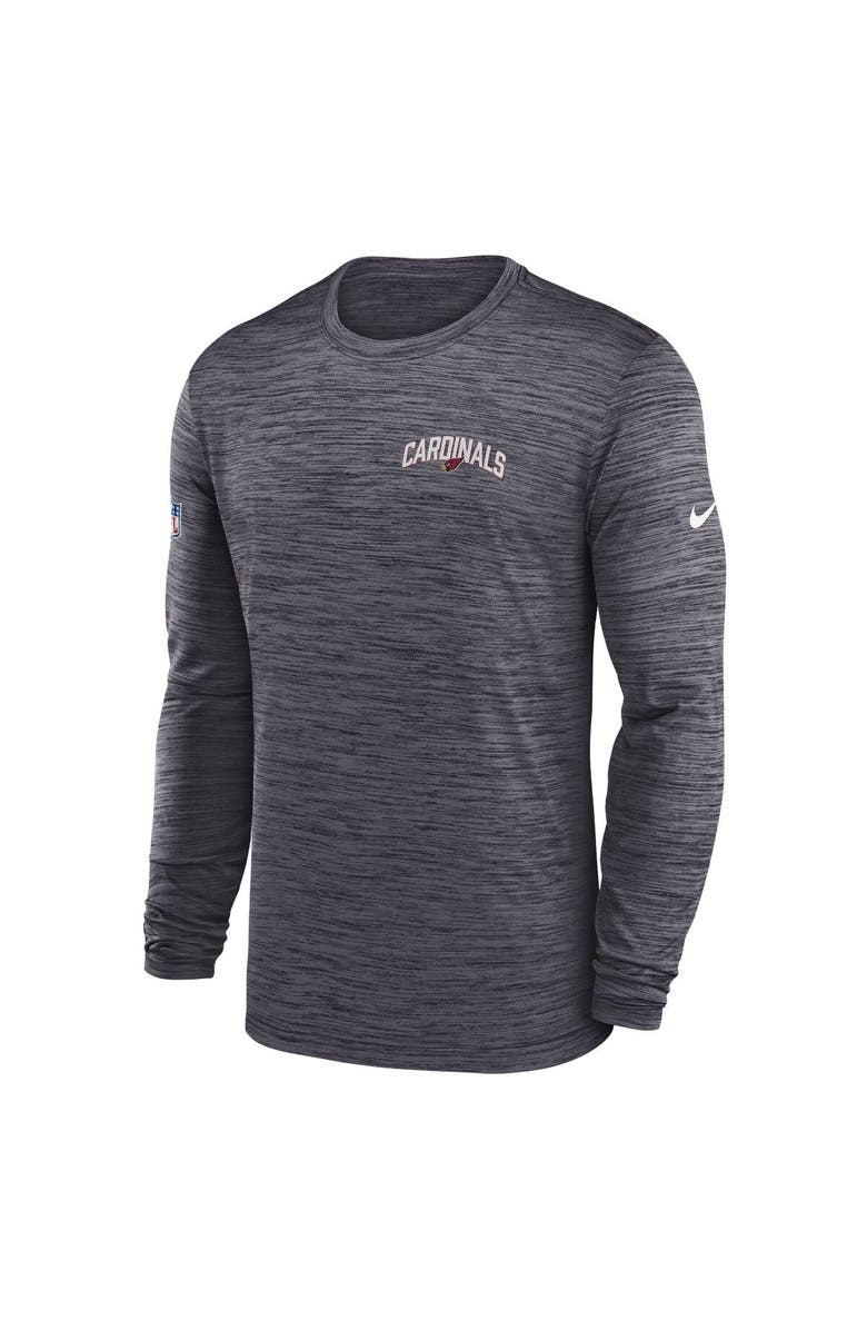 Nike Men's Nike Charcoal Arizona Cardinals Sideline Velocity Athletic Stack Performance Long Sleeve T-Shirt, Alternate, color, 