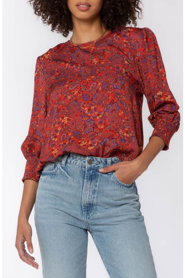 Clemence Paisley Pullover Top, Main, color, RUST PAIS
