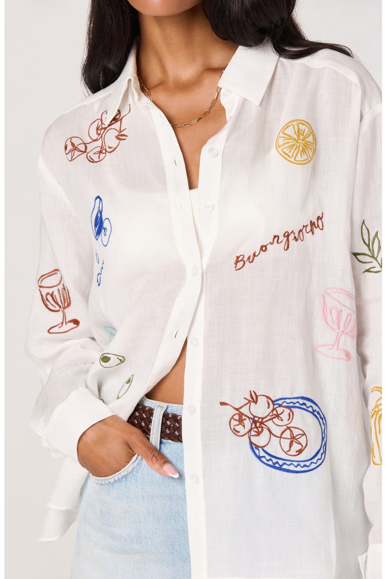Trace Embroidered Button-Up Shirt, Alternate, color, WHITE PICNIC