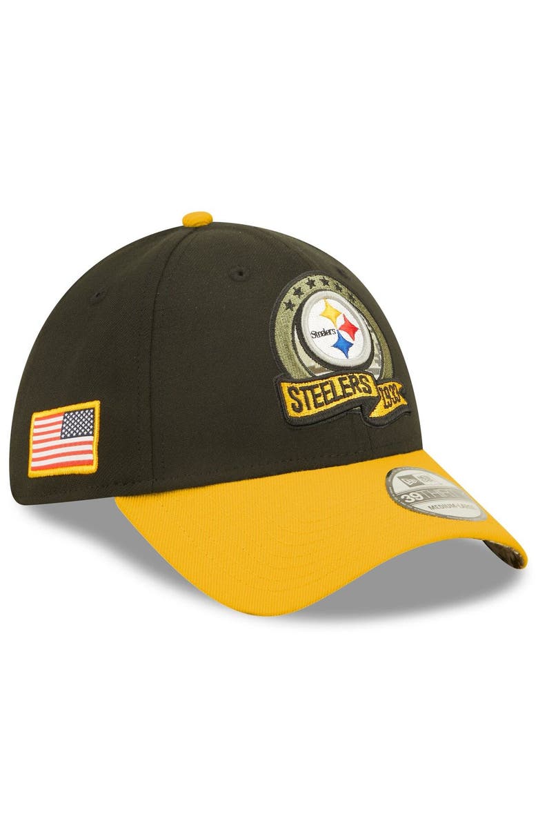 New Era Men's New Era Black/Yellow Pittsburgh Steelers 2022 Salute To Service 39THIRTY Flex Hat, Main, color, 