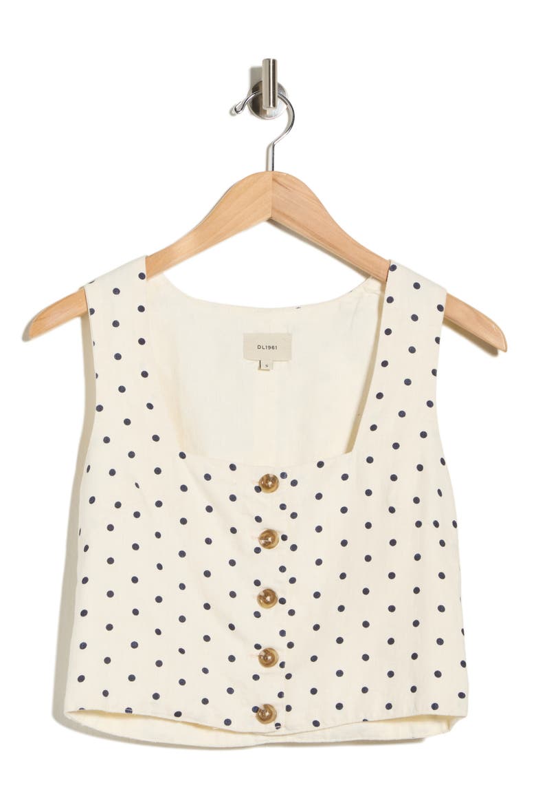 Lizze Button Crop Top, Alternate, color, POLKA DOTS