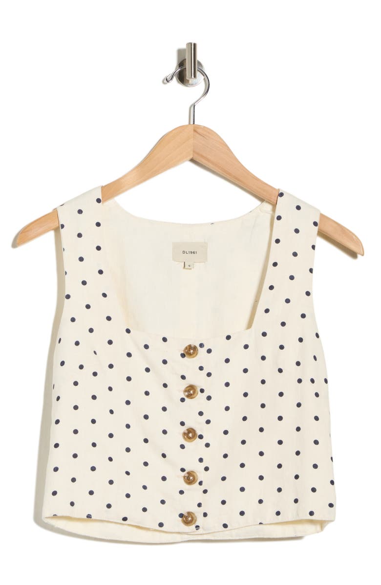 DL1961 Lizze Button Crop Top, Main, color, Polka Dots