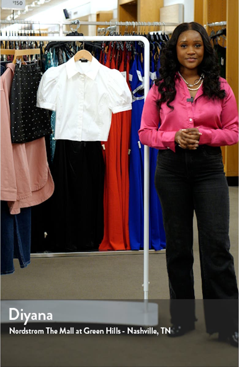 Willa Puff Sleeve Crop Cotton Blend Button-Up Shirt, sales video thumbnail