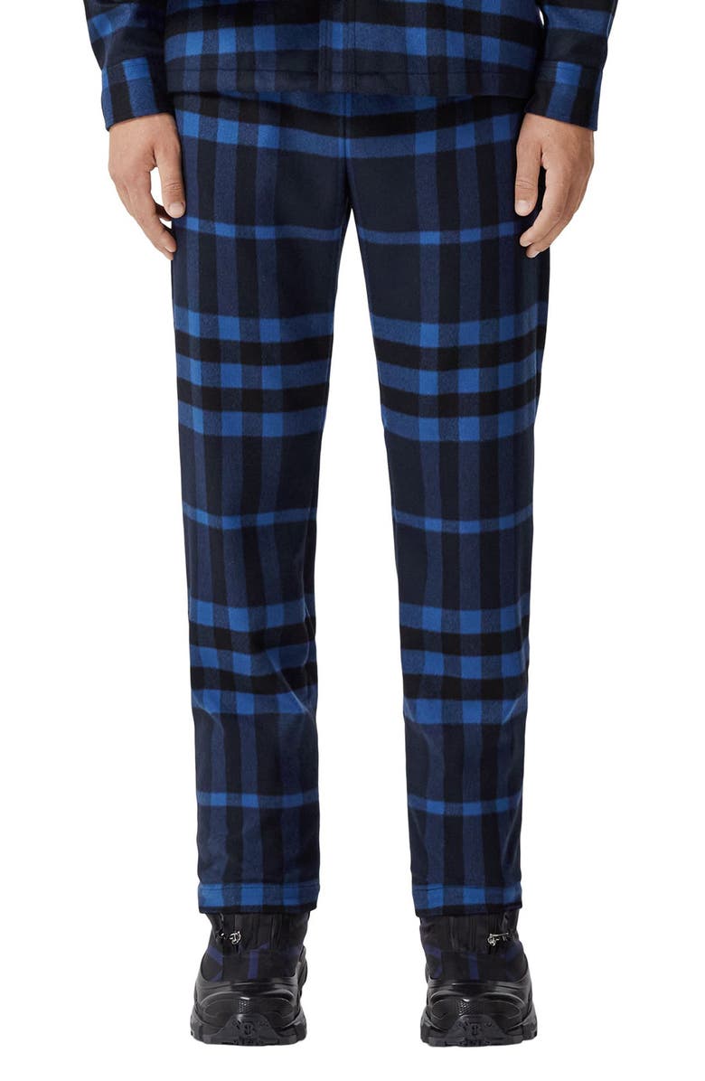 Burberry Night Check Cashmere Pajama Pants, Main, color, Dark Charcoal Blue