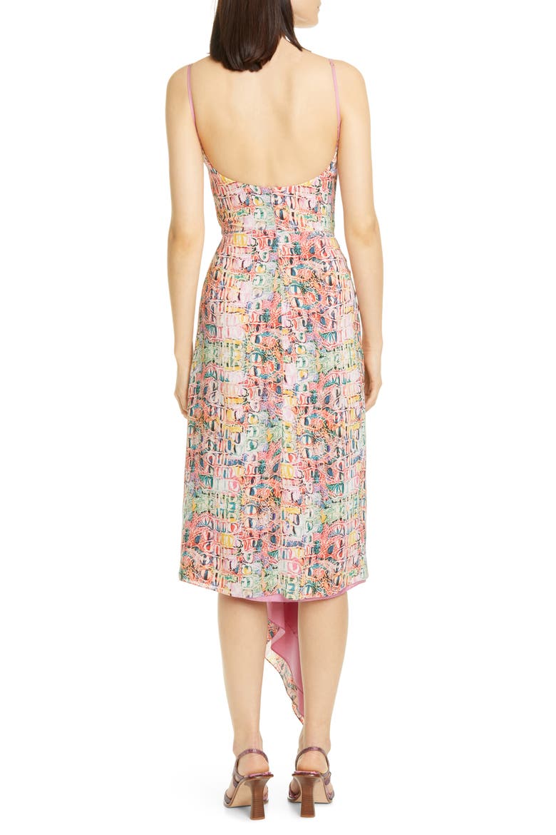Drape Neck Print Crepe Slipdress, Alternate, color, CROCO PRINT