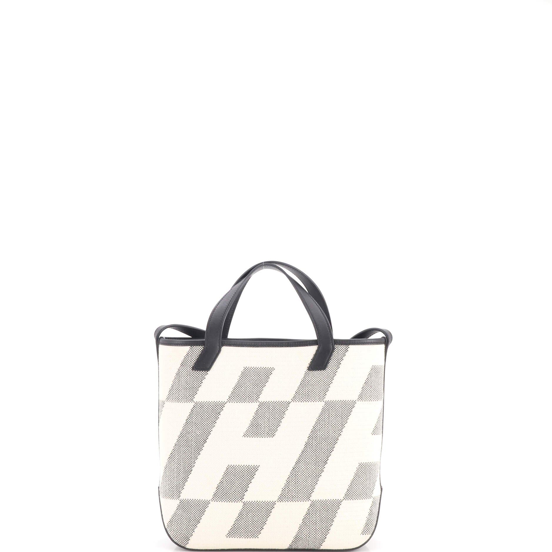 Cabas H en Biais Tote Canvas with Leather 27, Alternate, color, Black