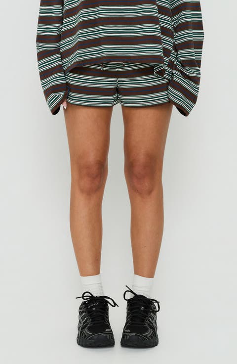 Settle Down Striped Cotton Shorts