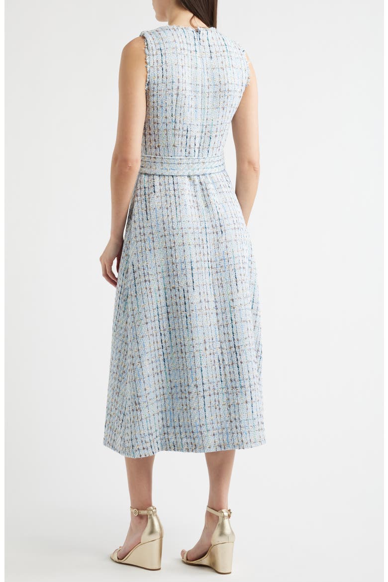 Center Seam Tweed Midi Dress, Alternate, color, SURF BLUE MULTI