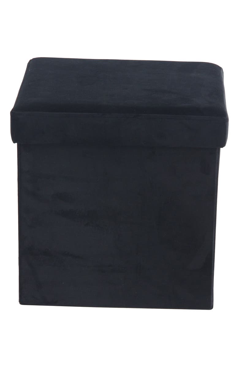 VIVIAN LUNE HOME Black Polyester Modern Storage Stool, Main, color,