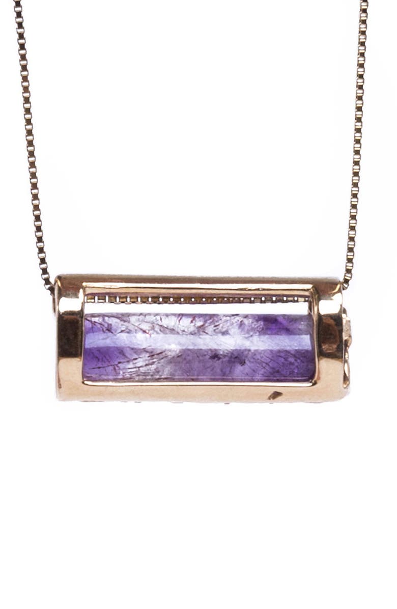 Congés Peace of Mind Amethyst Barrel Pendant Necklace, Main, color, 