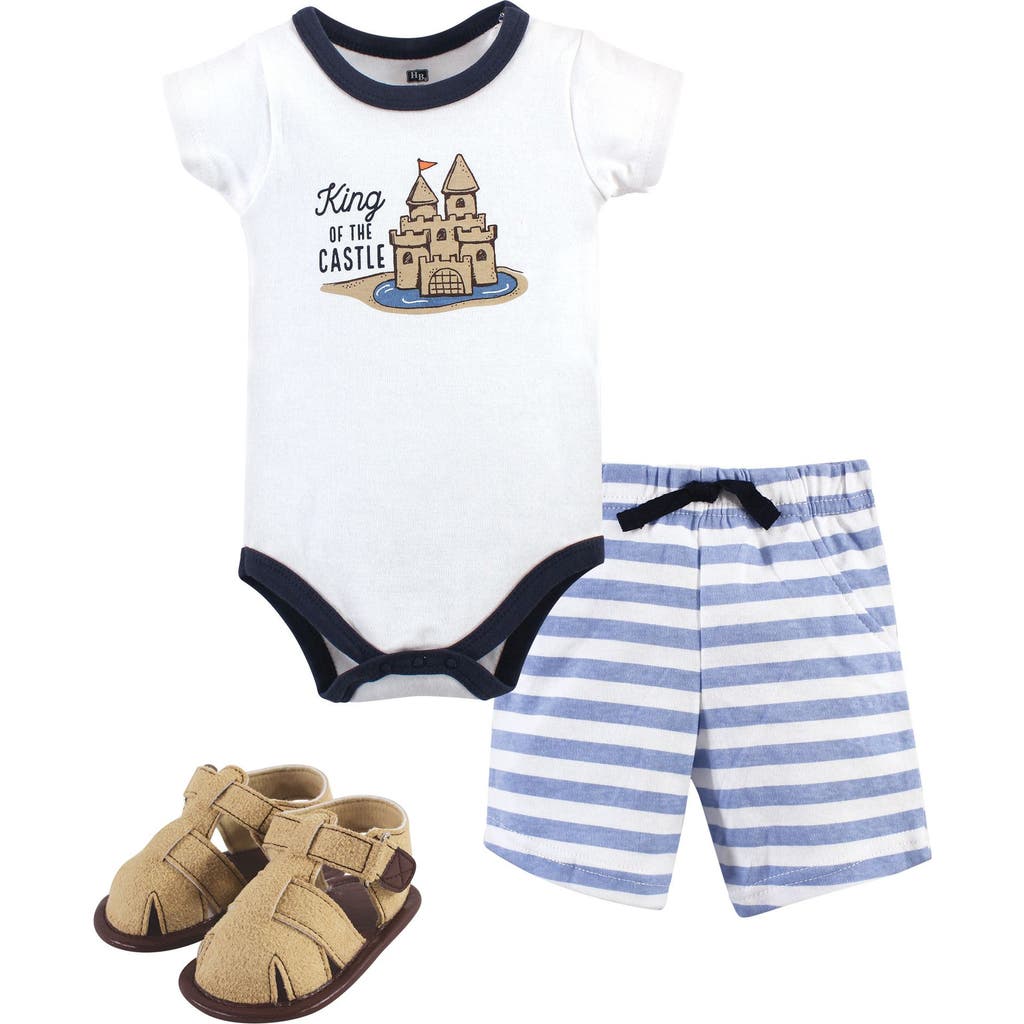 Hudson Baby Cotton Bodysuit, Shorts And Shoe Set In Multi