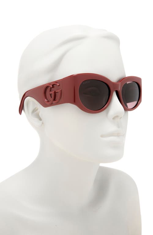 Gucci 53mm Modified Cat Eye Sunglasses In Burgundy