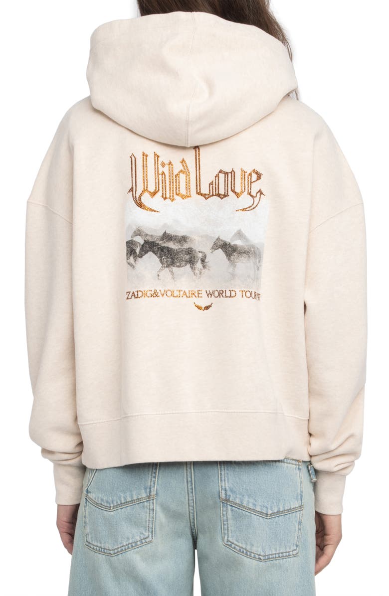 Zadig & Voltaire Mia Strass Front Zip Hoodie, Alternate, color, 