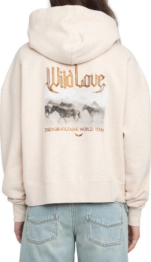 Zadig & Voltaire Mia Strass Front Zip Hoodie | Nordstrom