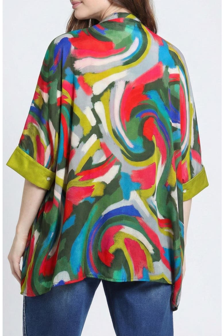 Abstract Print Tunic, Alternate, color, DARK GREENMULTI