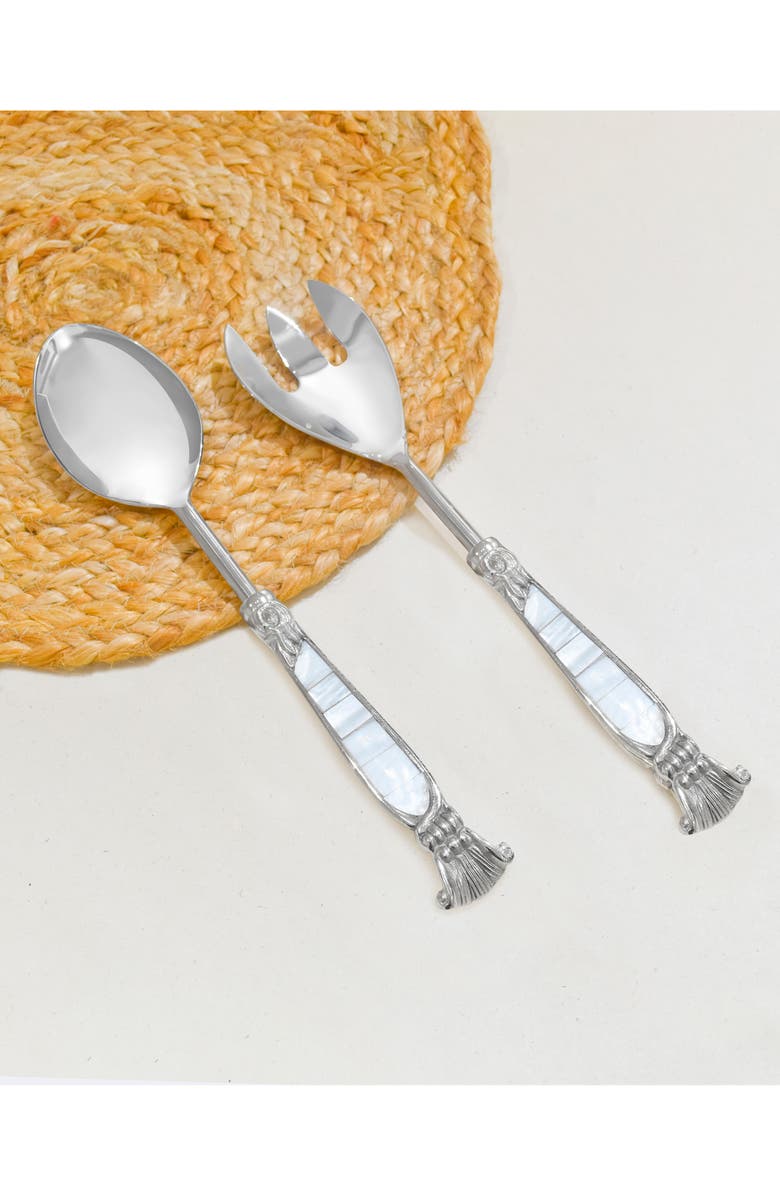 Tiramisu Mother-of-Pearl 2-Piece Salad Serving Set, Alternate, color, Ivory