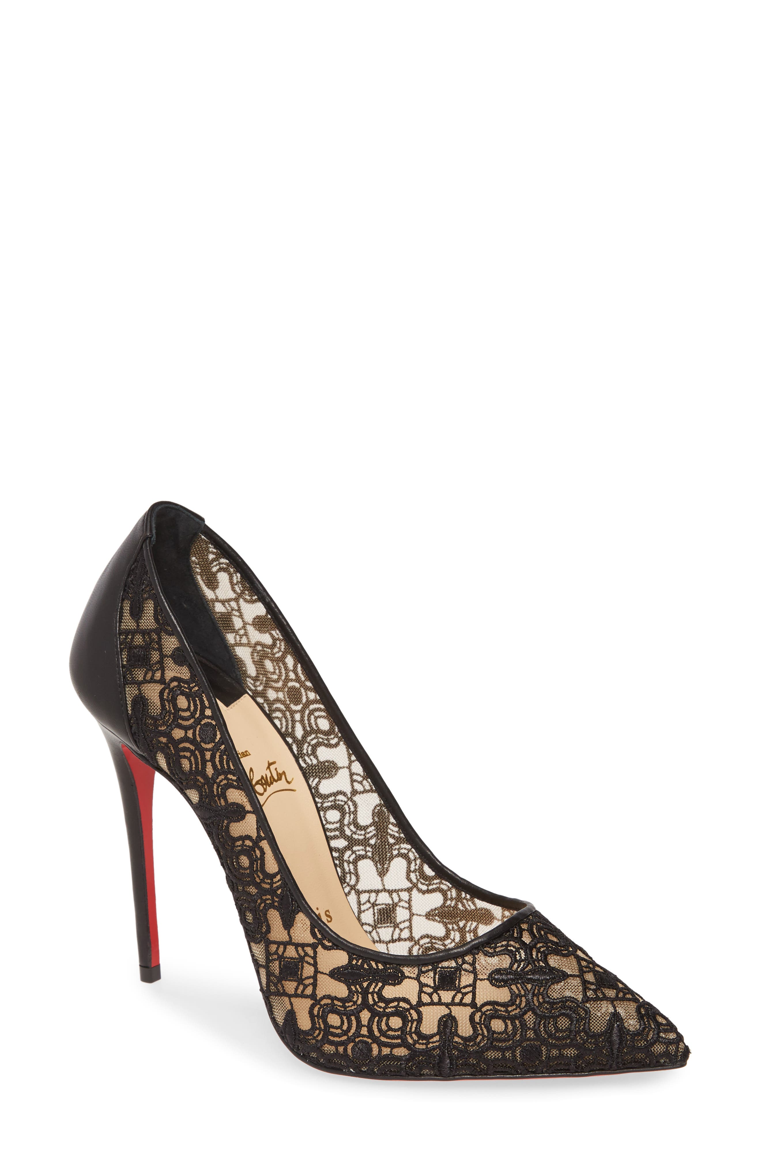Christian Louboutin Follies Lace Pointed Toe Pump, Main, color, 