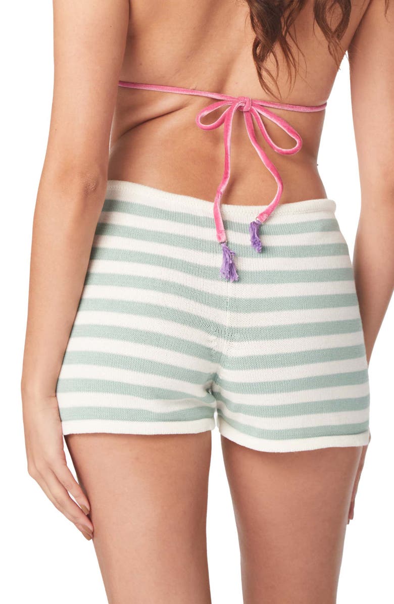 Capittana Maddy Stripe Cover-Up Shorts, Alternate, color, Mint