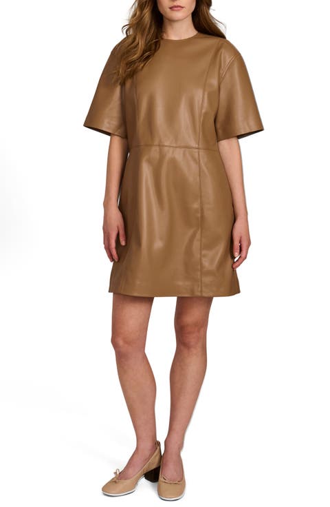 Faux Leather Seamed Shift Dress