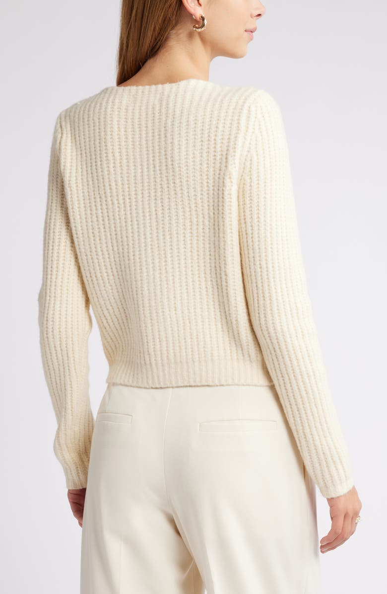 Open Edit Cropped Fisherman Cardigan, Alternate, color, Ivory Dove