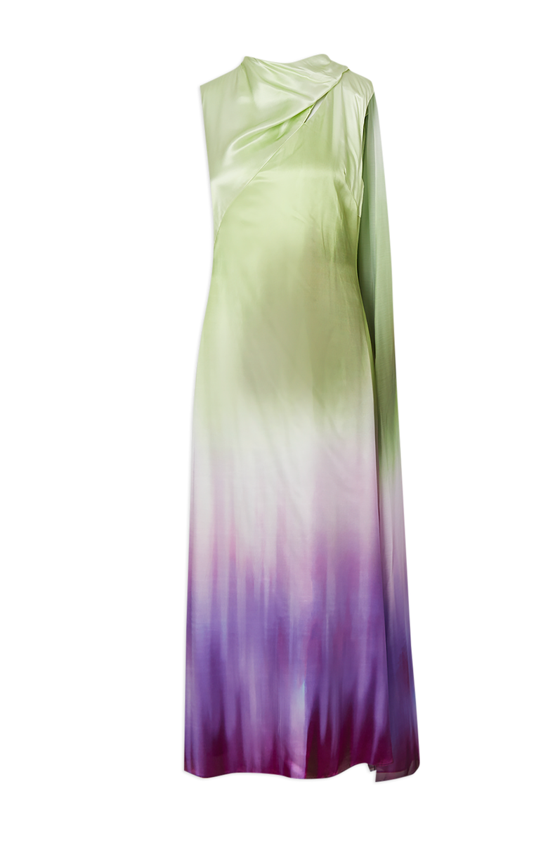 Karen Millen Ombre Satin Cape Midi Dress, Alternate, color, Multi