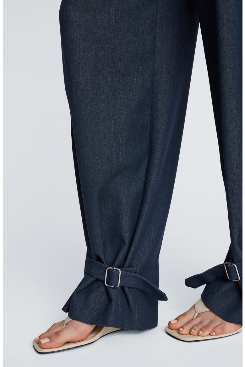 High Waist Belted Cuff Tapered Pants, Alternate, color, MIDNIGHT MELANGE