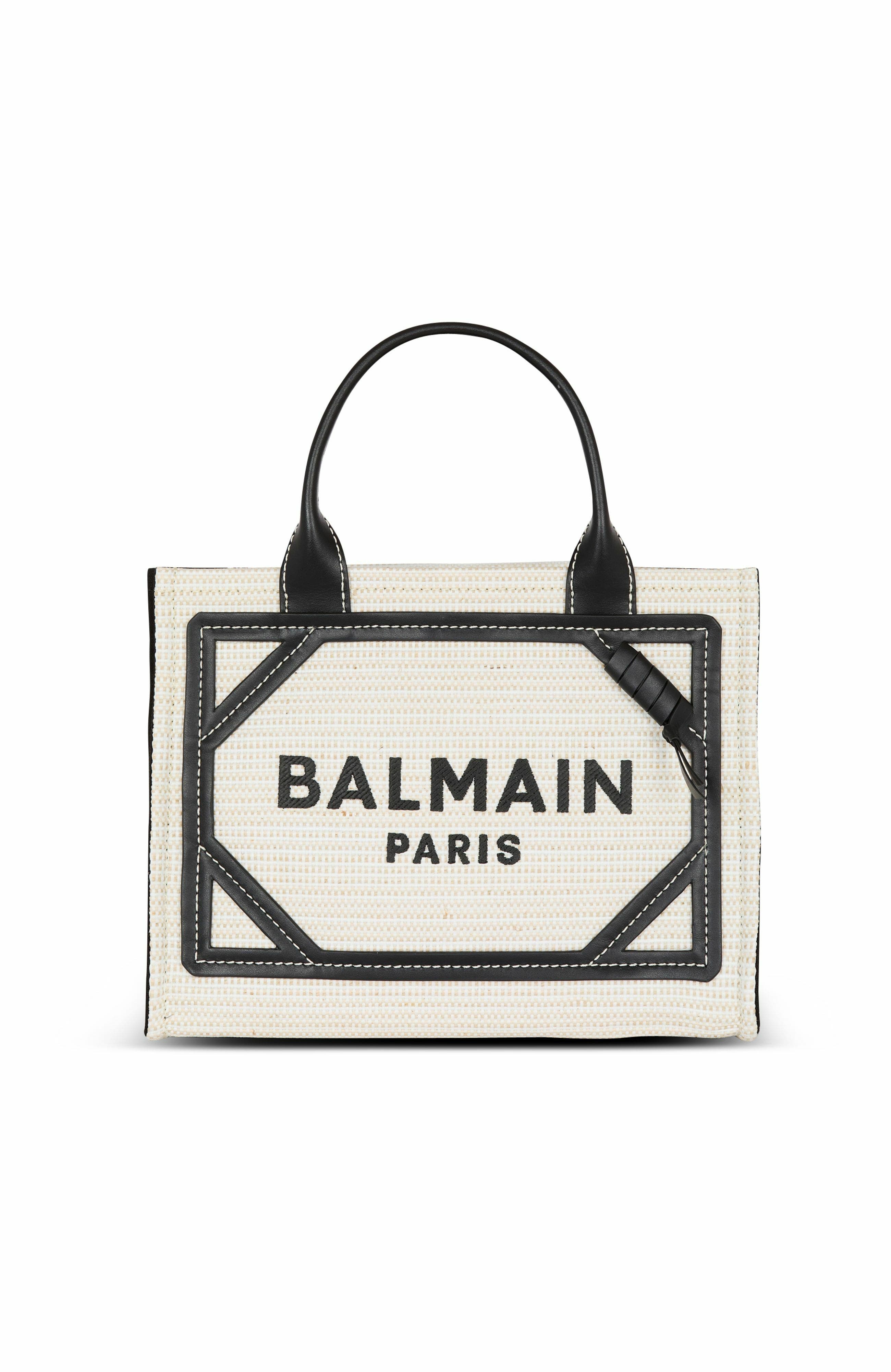 Balmain Small Raffia B-Army Tote Bag, Main, color, 
