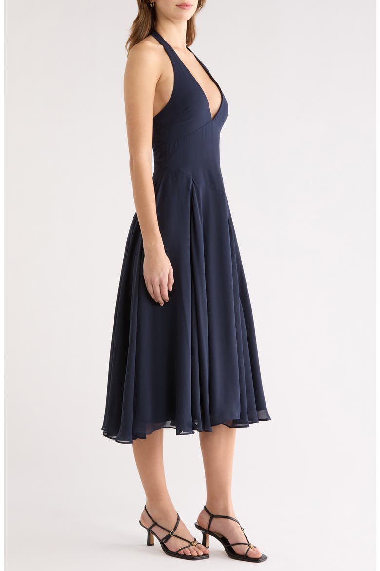 Solada Georgette Halter Sundress, Alternate, color, NAVY