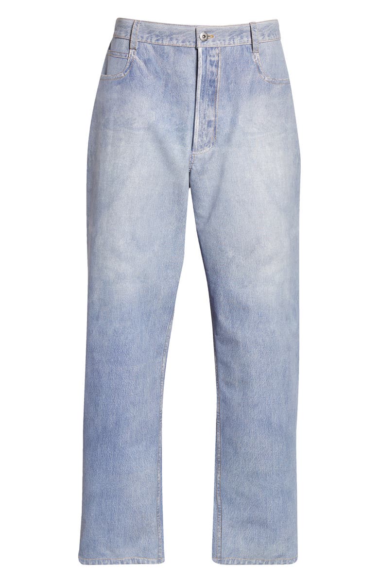 Bottega Veneta Denim Print Leather Jeans, Alternate, color, Light Blue